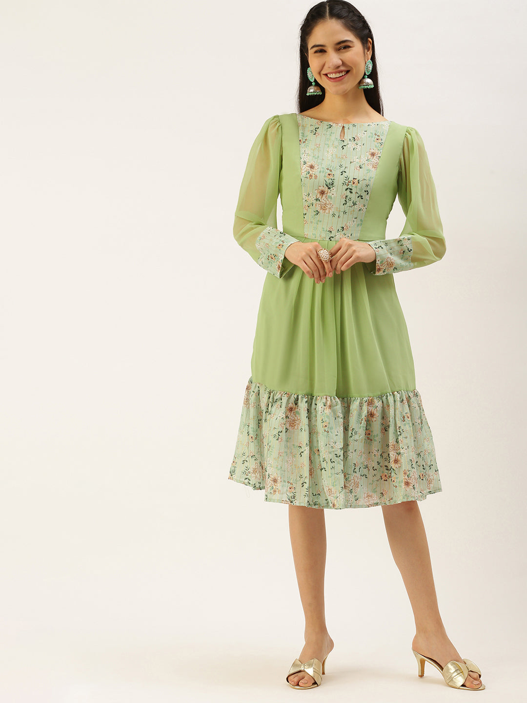 Green-Digital-Printed-Dress