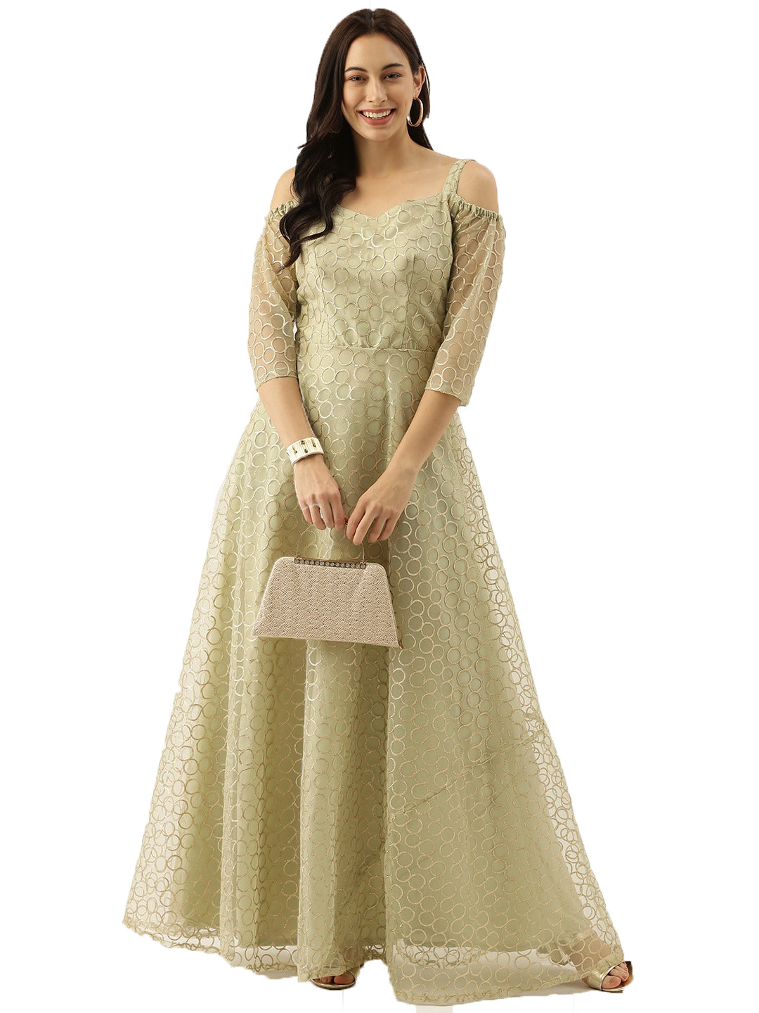 Green-Net-Embroidered-Strap-Neck-Gown