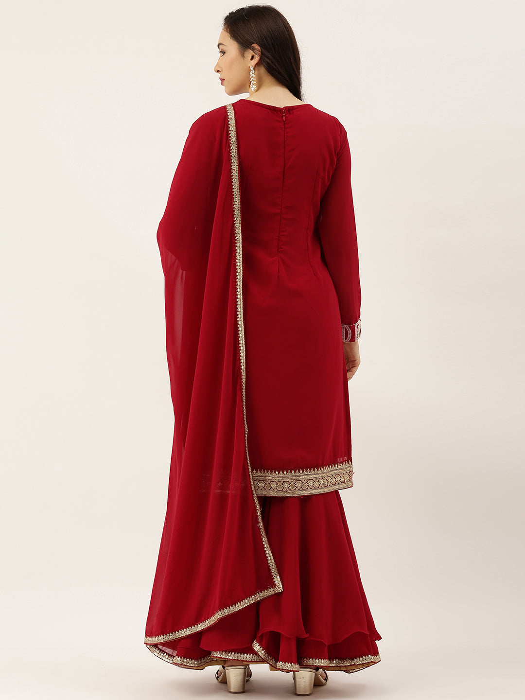 Maroon-Embroidered-Asymmetrical-Gharara-Suit