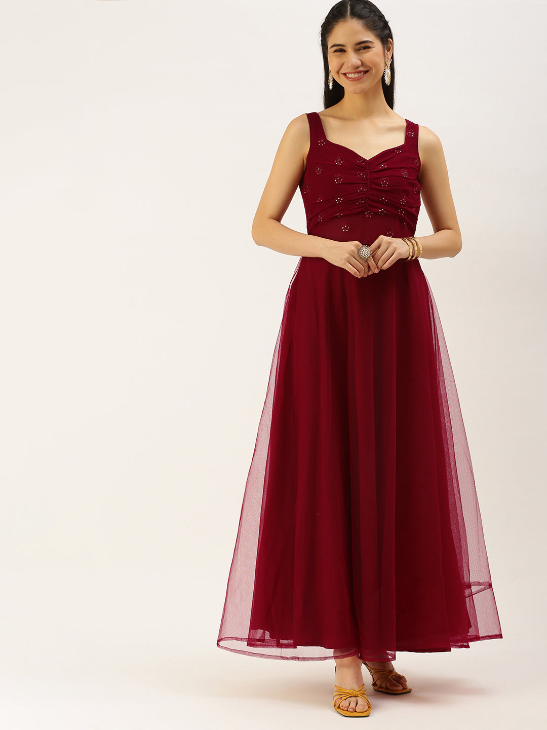 Maroon-&-Red-Embroidered-Dress