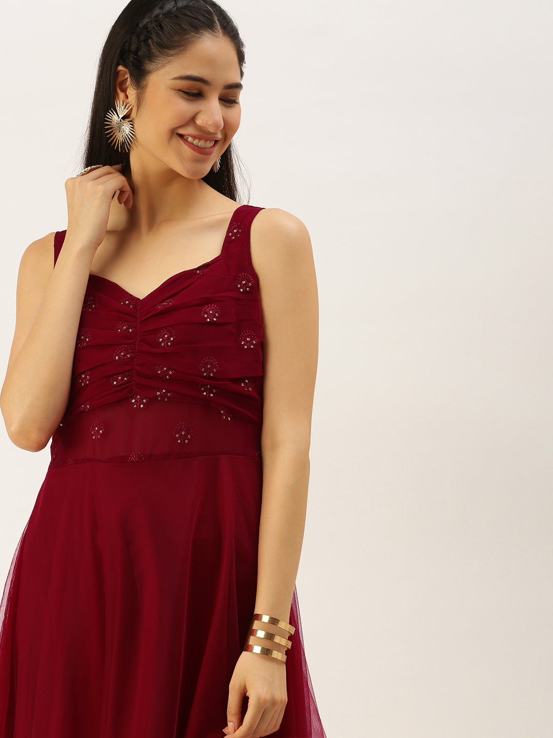 Maroon-&-Red-Embroidered-Dress