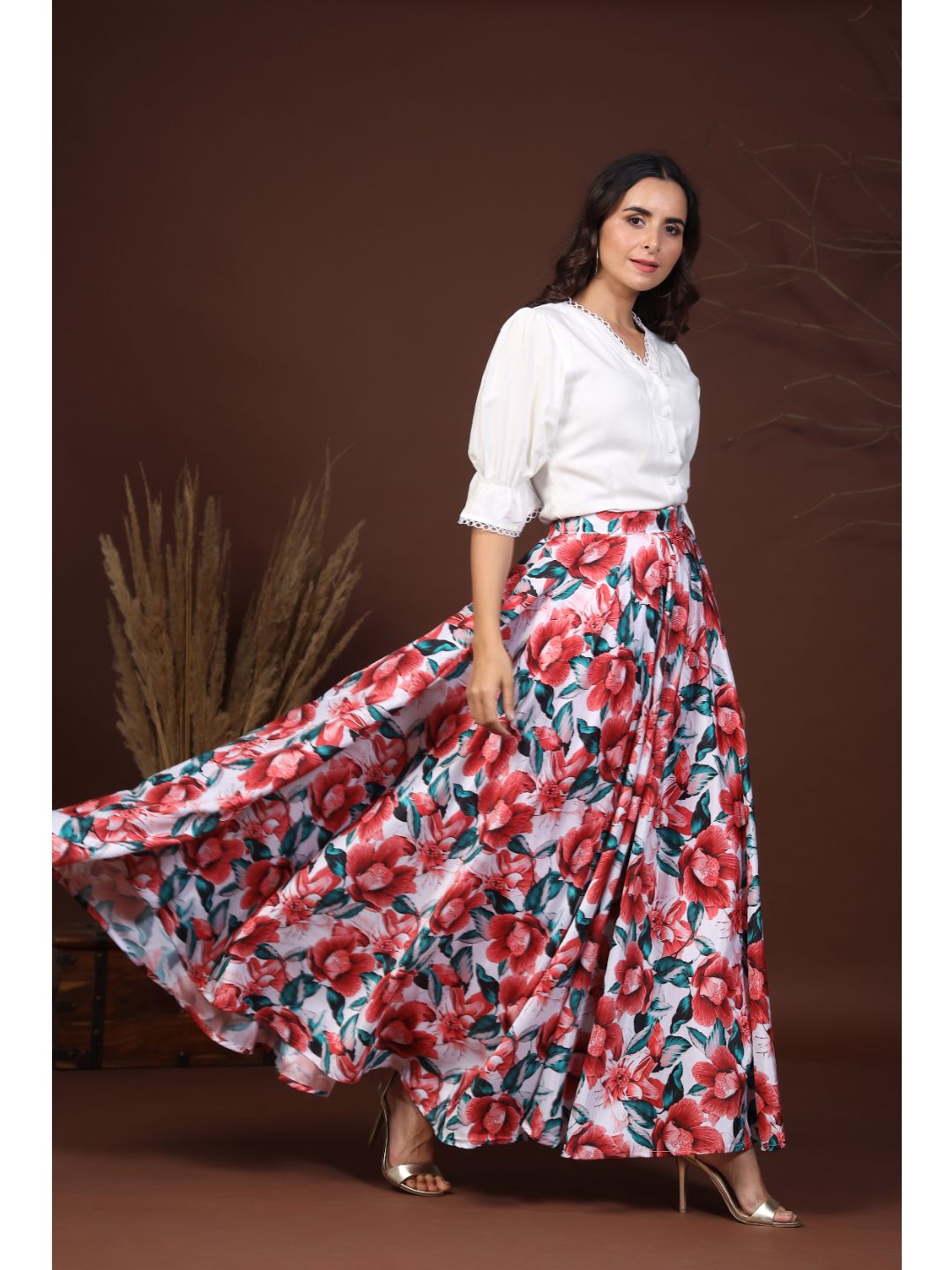 White-Shirt-With-Floral-Skirt